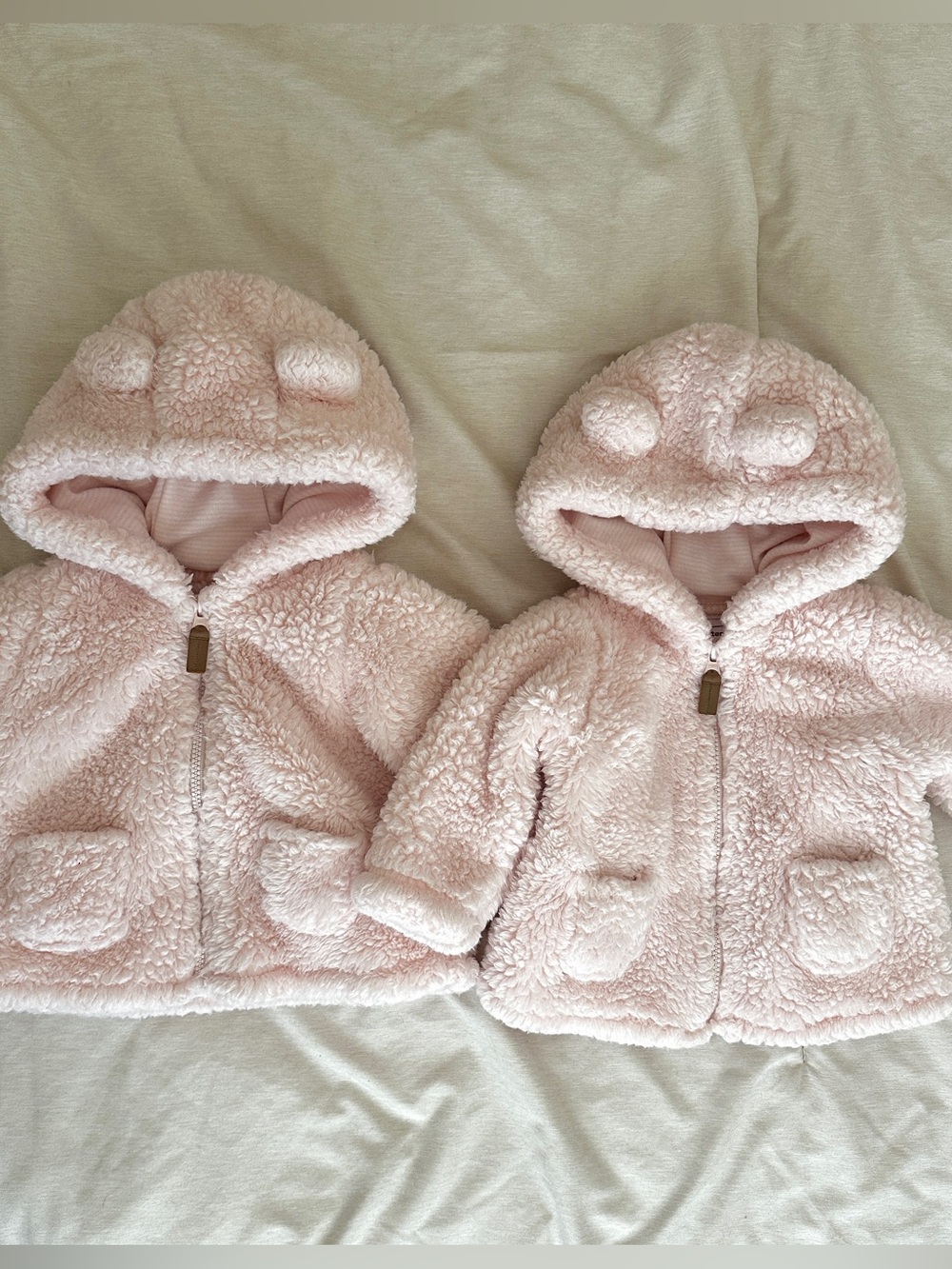 Carter's Plush Sherpa Baby Jackets Twin Girls Bundle in Pale Pink